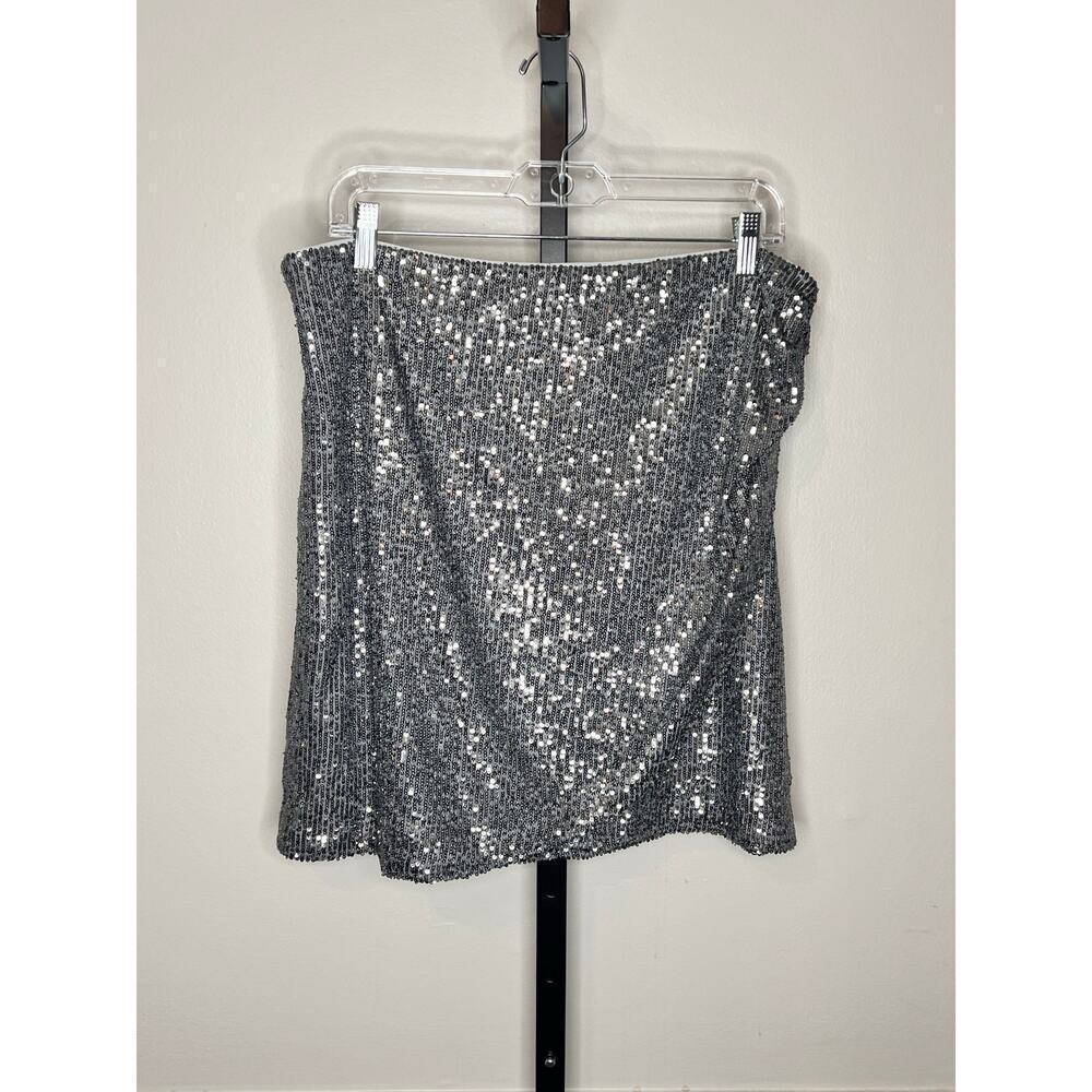 LOFT Silver Sequined Mini Skirt Women’s Size 12 NWT